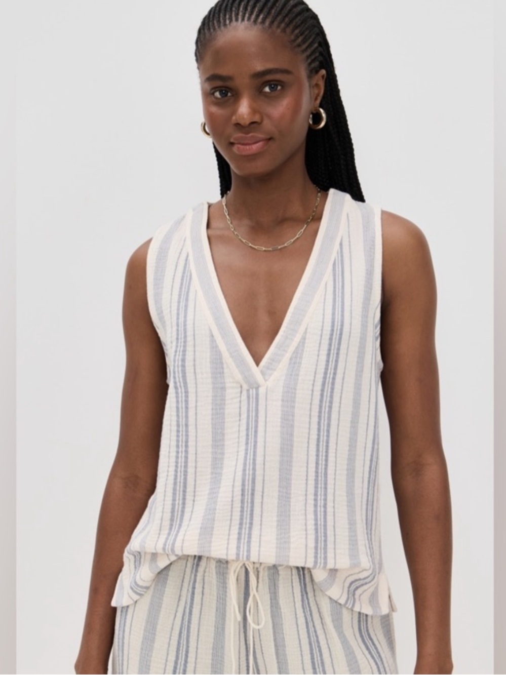Faherty Dune Cotton Gauze Popover Tank Top Small